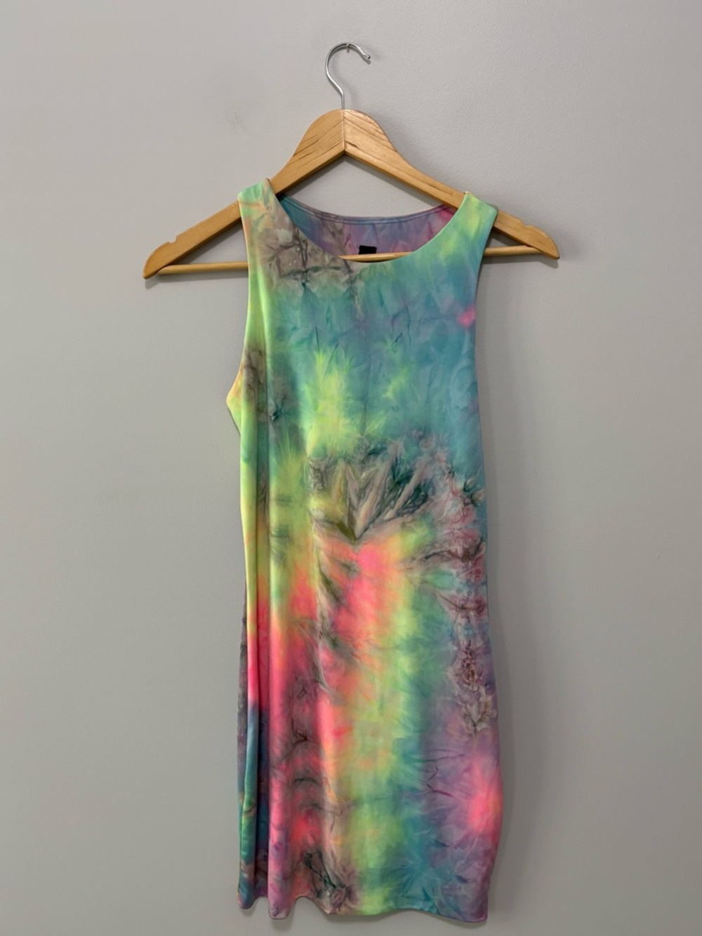 Festival Rave Sleeveless Multicolor Tie-Dye Ink Splash Shift Dress